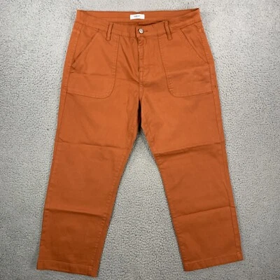 Kensie Jeans Wide Leg Pants Orange Cropped Spring 10/30 Cotton Spandex High Rise — 第 1/4 张图片