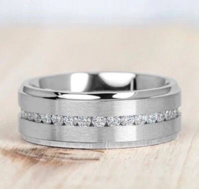 Alianza de boda de tungsteno anillo de compromiso de eternidad anillo de tungsteno banda para hombre anillo para hombre Foto 1 de 4