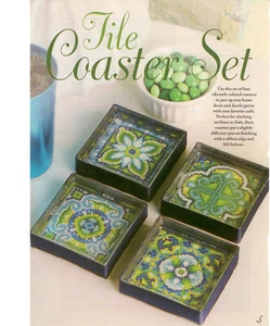 Tile Coaster Set XS Magazine Pattern - Sharon Pope - 4 Festive Designs - Bild 1 von 2