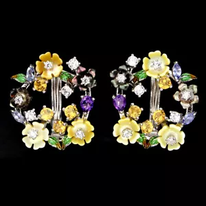TANSANIT/CITRIN/AMETHYST/PERLMUTT OHRRINGE 0,925 STERLINGSILBER 14KWGP - Bild 1 von 4