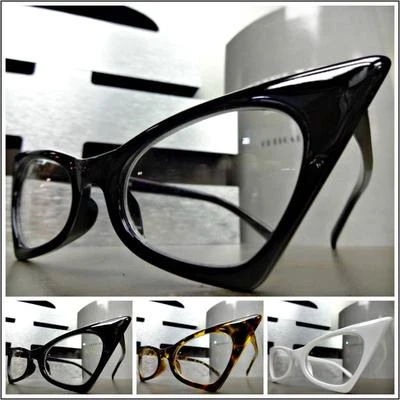 CLÁSICO VINTAGE RETRO OJO DE GATO Estilo Lente Transparente Gafas Pequeño Marco de Moda Foto 1 de 4