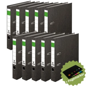 10x Ordner 50mm grüner Balken neutral A4 schmal mit Kantenschutz + Pagemarker - Bild 1 von 5