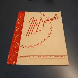 McDonnell's LA Beverly Hills Hollywood 50s 60s Paper Menu - Picture 1 of 3