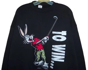 SUDADERA DE GOLF DE COLECCIÓN AÑOS 90 BUGS BUNNY "TO WIN..." UBI WARNER BROS LOONEY XL RARA! - Imagen 1 de 6
