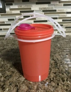 TUPPERWARE BECHER 32 OZ MIT AUSGIESSVERSCHLUSS & GRIFF ~ SELTEN orange ~ neu - Bild 1 von 12