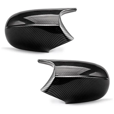 2x Wing Side Rearview Mirror Caps Cover For BMW E90 E92 E82 E87 LCI Carbon Fiber - Image 1 of 4