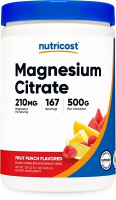 Polvo de citrato de magnesio Nutricost (ponche de frutas, 500 gramos) Foto 1 de 4