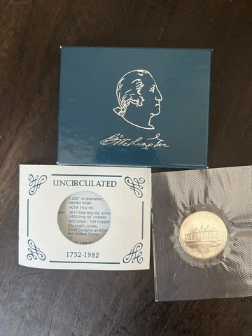 1982 D George Washington 250th Anniversary Silver Half Dollar SEALED COA .4019 Cover