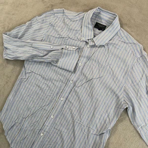 Rag & Bone New York Fit 2 Oxford Shirt Men Medium Blue Striped Rayon NWOT $225 - Picture 1 of 9