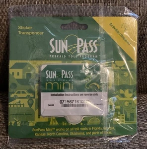 SunPass MINI Transponder Sticker For Florida Prepaid Toll Program - Picture 1 of 2