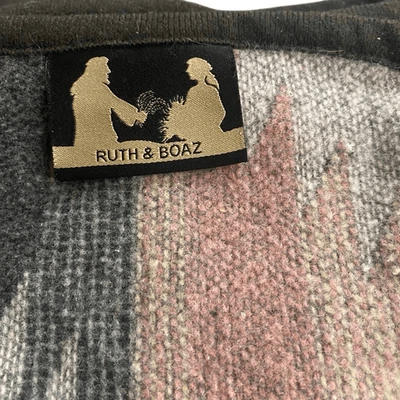 Ruth & Boaz wool blend blanket Aztec boho pink gray throw blanket - Image 1 of 4