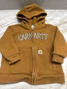 Carhartt Boys Logo Fleece Full Zip Hoodie Sweatshirt Size 18 Months - Picture 1 of 7