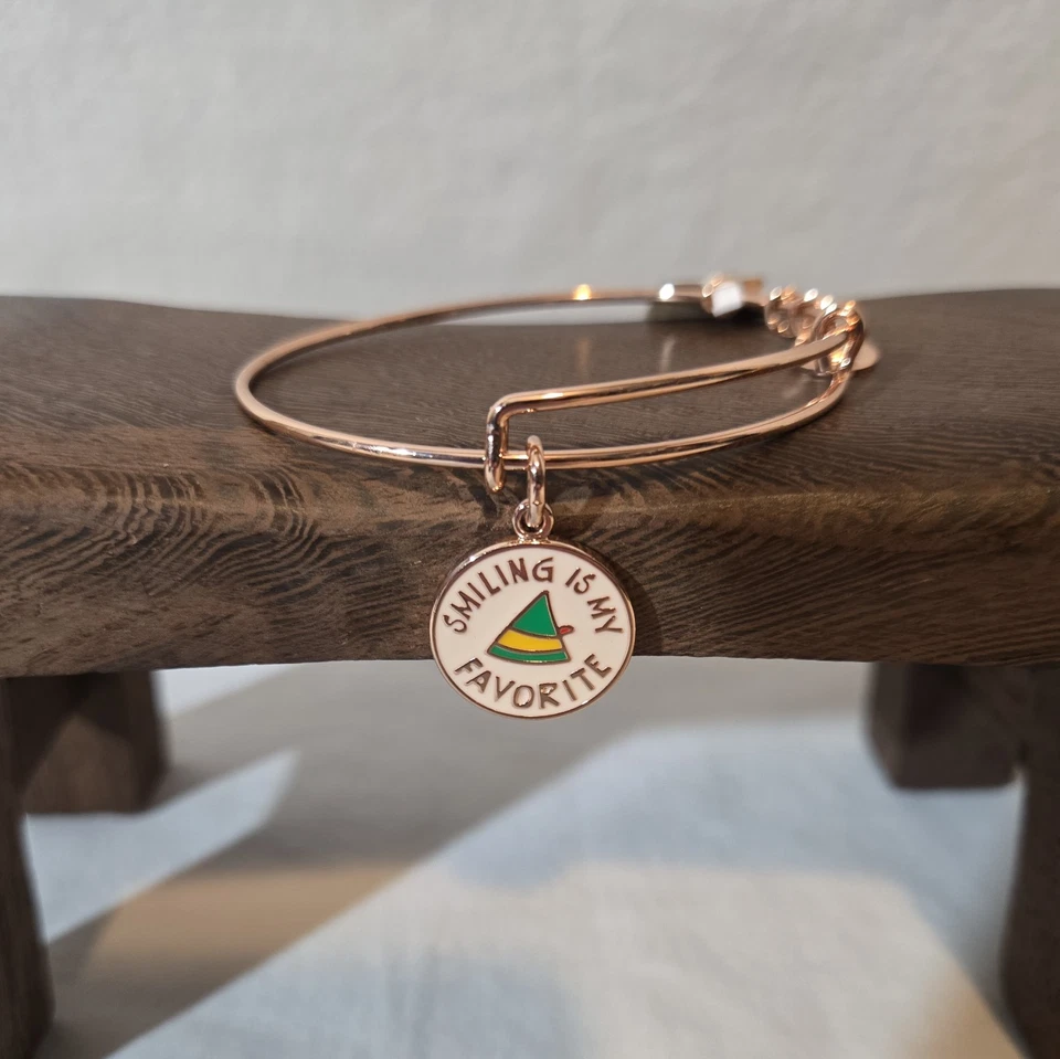 Alex and Ani Smiling Is My Favorite Buddy The Elf Bracelet Rose Gold Bangle