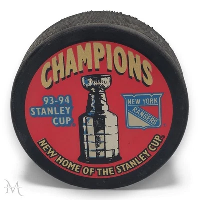 NY Rangers 93-94 Stanley Cup Champions Vintage NHL Hockey Puck Clásico Foto 1 de 4