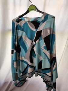 Michael Kors MK Damen Cold Shoulder Schlitzärmel Bluse Top Med Boho Abstrakt - Bild 1 von 9