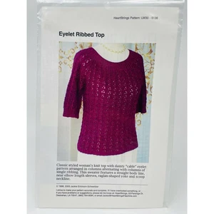 Knitting Pattern Heartstrings - Eyelet Ribbed Top, Woman's S-M-ML-L NEW 2005 - Picture 1 of 1