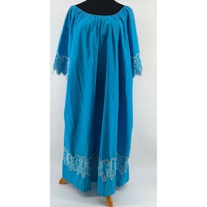 Vintage Embroidered Caftan Dress Queen Cato Bohemian Lounger Maxi Dress 2X - Picture 1 of 8