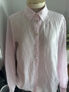 J Jill Linen Women Small Blouse Shirt Long Sleeve Button Up Baby Pink - Picture 1 of 4
