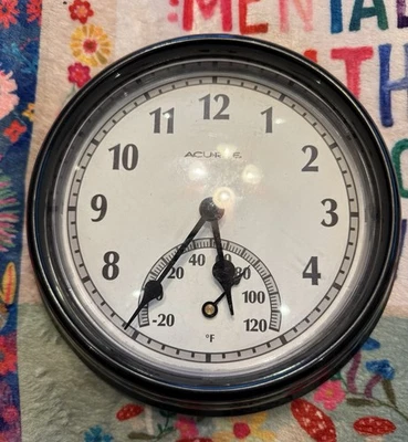 JBang Acu rite acuRite black plastic clock- temperature  - Image 1 of 2