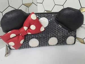 Loungefly Disney Parks Minnie Mouse Black & White Polka Dot Sequins Wallet - Picture 1 of 8