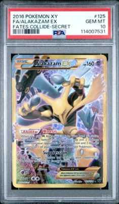 2016 Pokemon Fates Collide Alakazam EX 125/124 Gold Secret Rare PSA 10 - Image 1 of 2