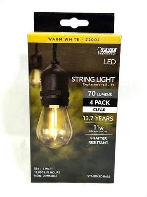 Feit Electric LED Replacement String Light Bulbs, 2200K (Warm White), 4-pack - Image 1 of 4