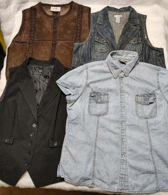 Women’s LOT XL Vintage Scully Suede Leather Vest Crochet Lace Y2K + 3 Other Vest - Image 1 of 4