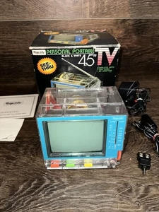 VTG Mini CRT Rhapsody Portable 4.5" B&W TV See Through Retro 80s Rare Works - Picture 1 of 16