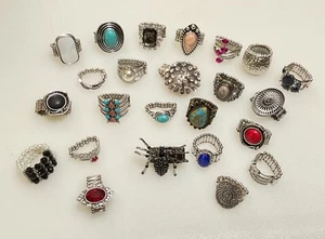 Lot of 24 Stretchy Fashion Rings - Picture 1 of 6
