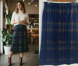 Coldwater Creek Samt Velour Rock Gr. PS blau grün kariert Reitsport Old Money - Bild 1 von 11