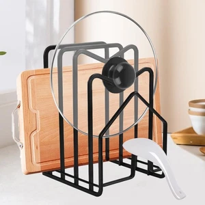 Topf Deckel Pfannen Halter Aufbewahrung Küchen Geschirr Ständer Metall Schwarz - Bild 1 von 22