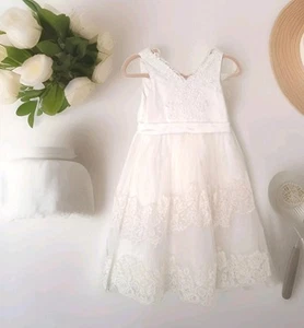 Girls White Flowergirl Wedding Dress Lace Size 14 16 - Picture 1 of 8