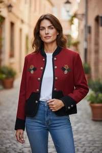 Lucia Lukken Broomskirts Herbstmotiv gekochte Wolle Jacke Größe M - Bild 1 von 8