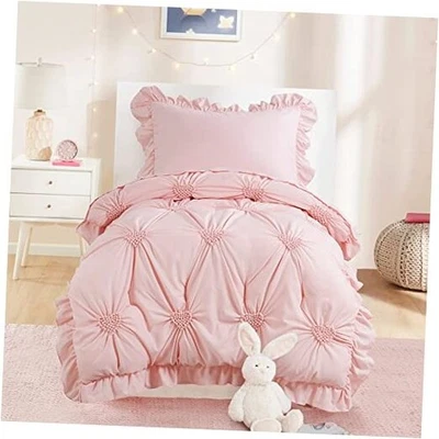  Juego de cama de 4 piezas princesa niño pequeño para niñas niños, color rosa rubor ultra suave Foto 1 de 4