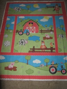 Multicolored Riley Blake Coloring on the Farm Cotton Fabric By The Panel - Picture 1 of 1