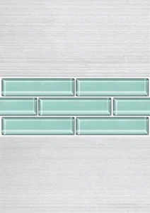 Marina Light Green Clear Glass Wall Border Tiles 49x200mm Wall Tiles - Picture 1 of 2