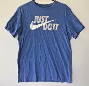 NIKE Tick Just Do It T-Shirt Tee shirt Size M Blue in VGC Casual Sport - Picture 1 of 8
