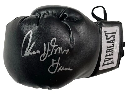 THOMAS HEARNS Signed Autograph BOXING GLOVE HITMAN (1) Black Left JSA WITNESSED - Image 1 of 4