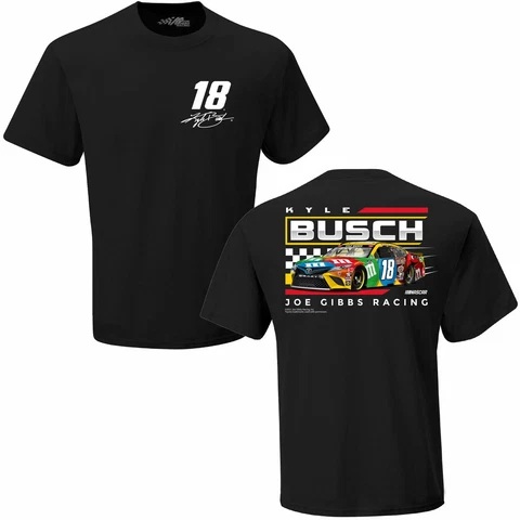 2021 KYLE BUSCH #18 M&M's NASCAR LICENSED BLACK SPOILER SHIRT Cover