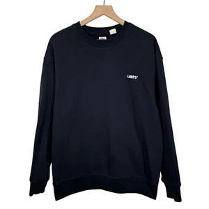 Levis Mens Black Relaxed Embroidered Spellout Pullover Sweatshirt Size M Crew - Picture 1 of 7