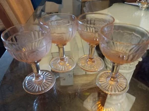 4 Pink Hocking Glass Co Mayfair Cocktail Goblets - Picture 1 of 4
