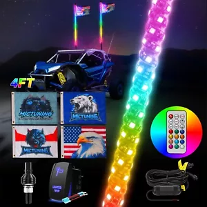 4FT LED Whip Light RGB+IC Chasing Colors Spiral Antenna Whips for ATV UTV Can-Am - Picture 1 of 20