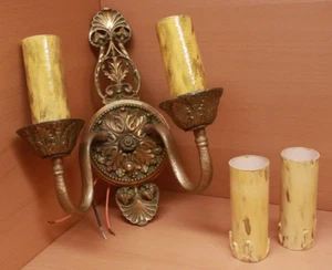 WUNDERSCHÖNE & SELTENE Vintage Massivguss Messing elektrische Wandlampe Antik Gold Oberfläche - Bild 1 von 21