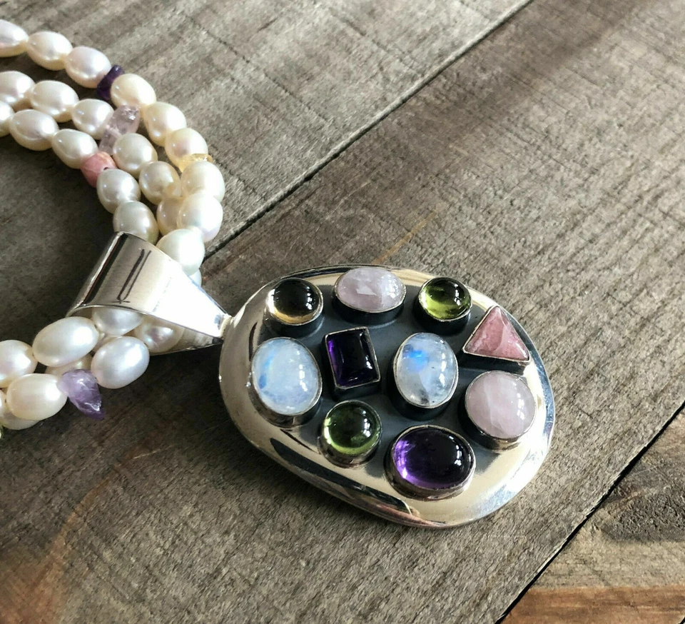 JAY KING Amethyst, Moonstone, Peridot, Rhodochrosite, Pearl Pendant & Necklace  Foto 1 de 1
