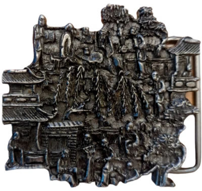 Hebilla de cinturón de paisaje chino japonés Lewis Buckle Co 1974 Foto 1 de 3