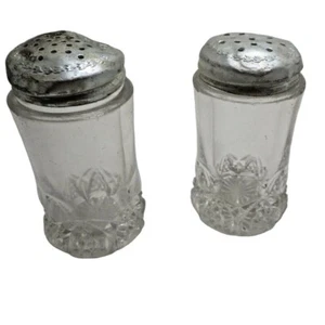Vintage Salt Pepper Cut Glass Shakers Farmhouse Shabby Elegance - Picture 1 of 5
