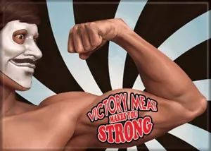 We Happy Few Videospiel Victory Meat Makes You Strong Kühlschrankmagnet UNBENUTZT - Bild 1 von 1