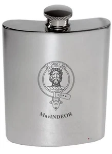 MacIndeor Family Crest 6 Unzen poliertes Zinn Nierenflasche - Bild 1 von 1