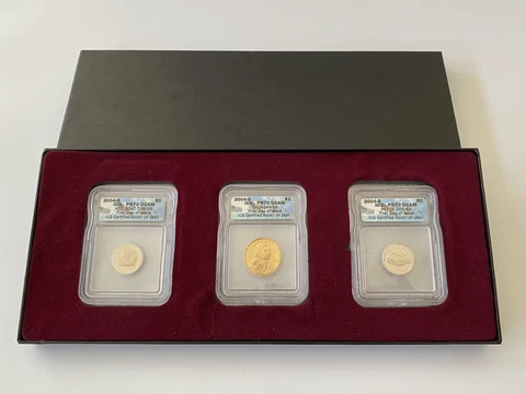 ICG PR70 DCAM First Day 3 Coin Set 2004-S Keelboat & Peace 5C + $1 Sacagawea Cover