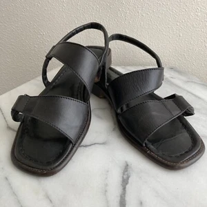Bally Women's Simarel Size 6 Black Leather Two Strap Strap Back Sandals READ - Picture 1 of 10